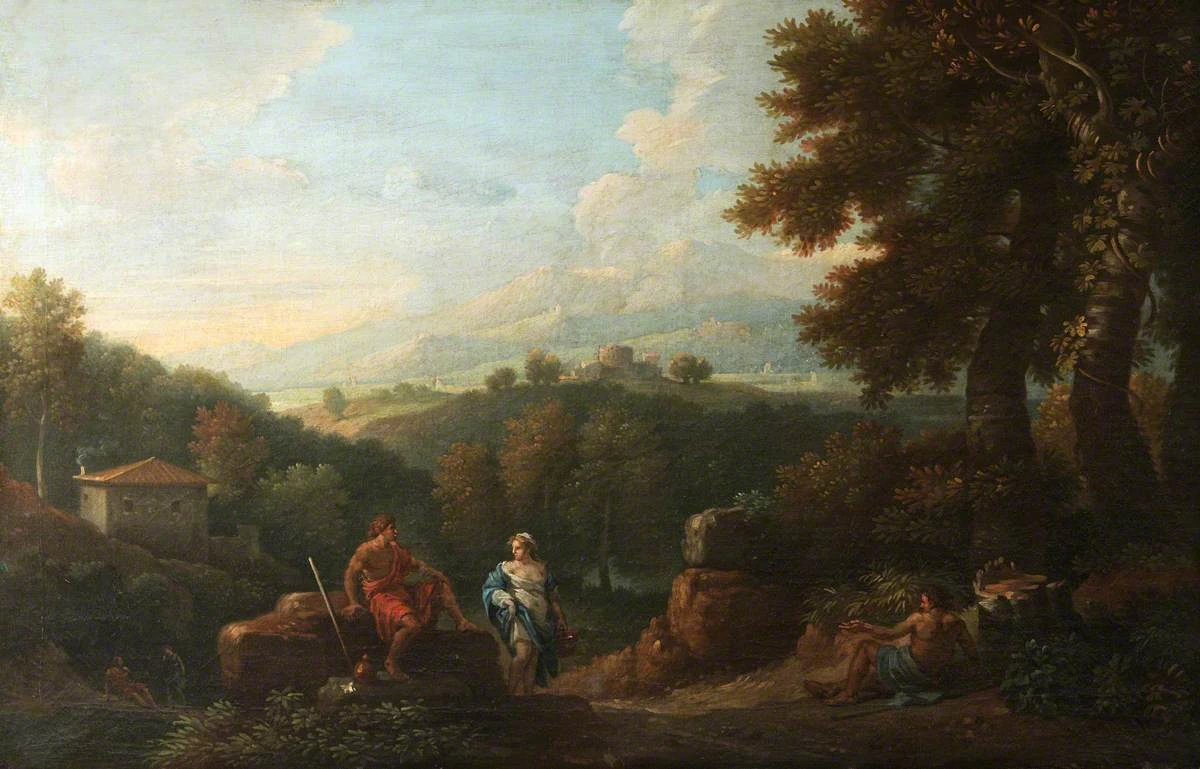 Una donna che conversa con due uomini - National Trust